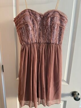 NEW WITH TAG Max & Cleo Strapless Rose Mauve Sequin Bodice Cocktail Dress